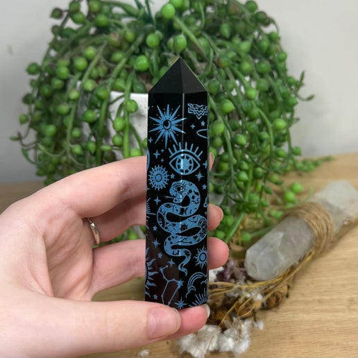 Blue Print Black Obsidian Point (E490)