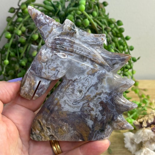 Colourful Moss Agate Unicorn Head (F60)