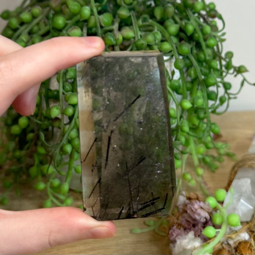 Tourmaline In Smokey Quartz Slab (L862)