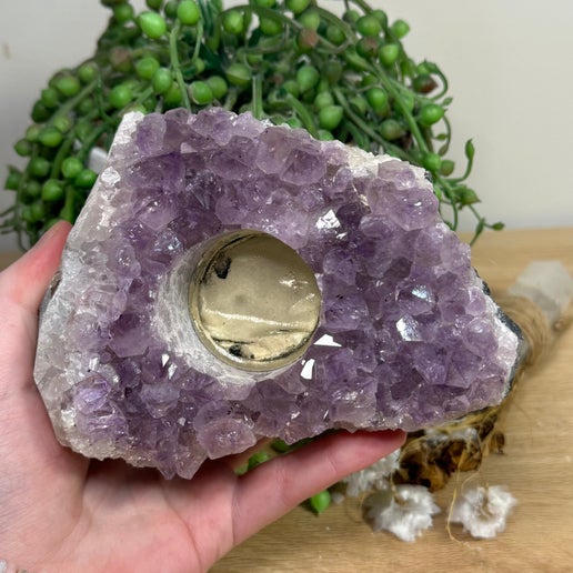 Amethyst Cluster Tea Light Holder (I767)