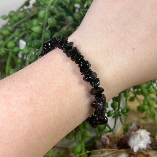 Black Obsidian Chip Bracelet