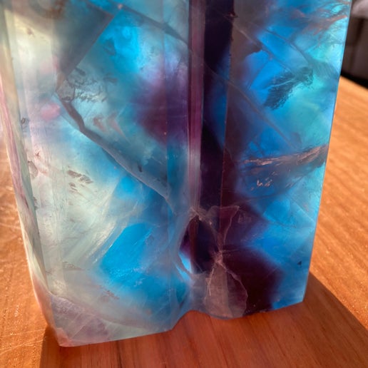 Rainbow Feather Fluorite Twin Double Statement Tower (B705)