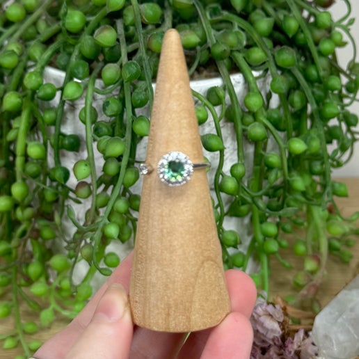 Green Flower S925 Spinning Ring (K342)