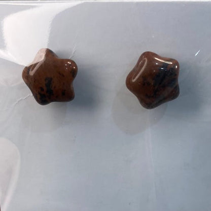 Mahogany Obsidian Star Stud Earrings