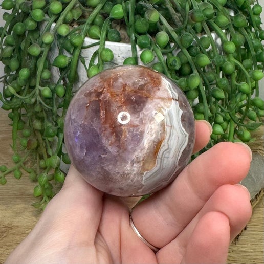 Amethyst / Mexican Crazy Agate Sphere (I299)