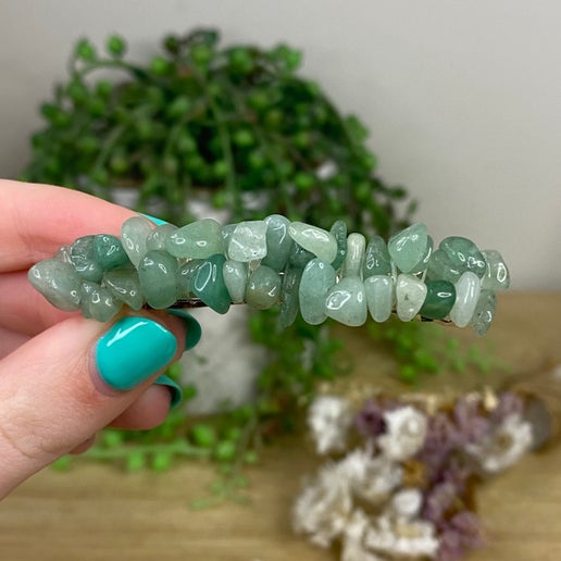 Green Aventurine Chip Hair Clip