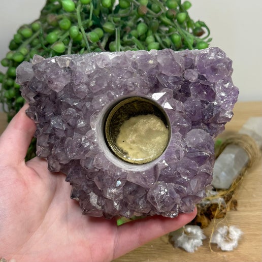 Amethyst Cluster Tea Light Holder (I769)