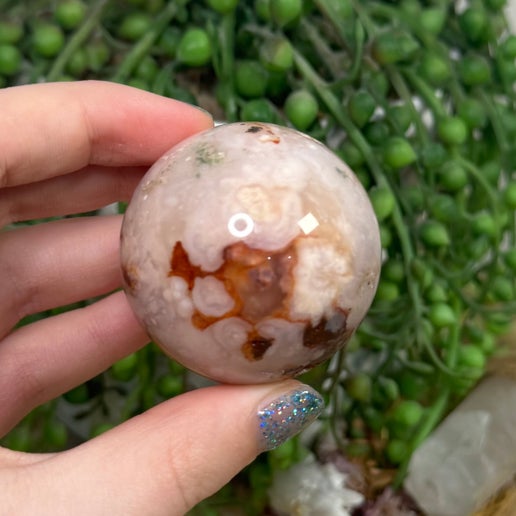 Pink Flower Agate Sphere (K816)