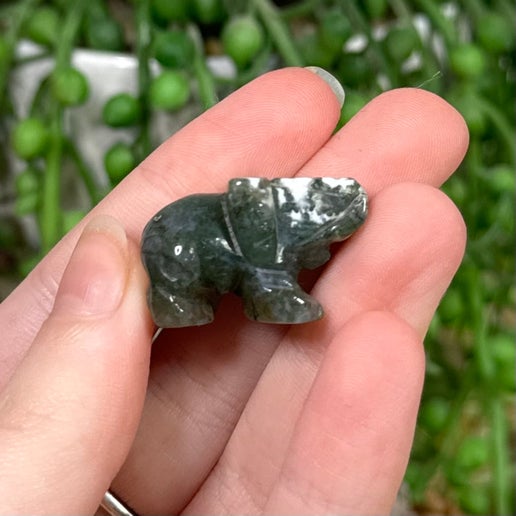 Moss Agate Small Elephant