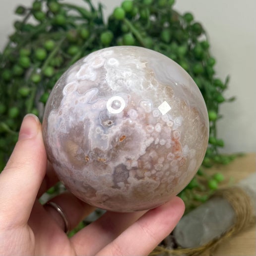 Pink Amethyst / Flower Agate Sphere (J826)