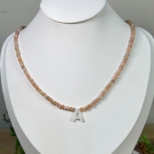 Sunstone "A" Necklace (G753)