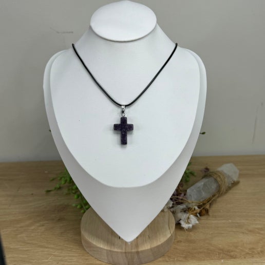 Lepidolite Cross Necklace (M67) (M66)