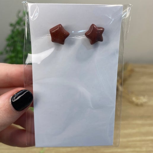 Red Jasper Star Stud Earrings