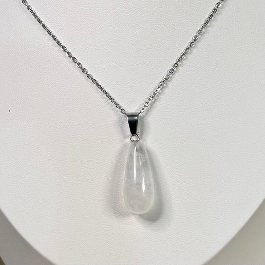 Clear Quartz Drop Necklace (E464)