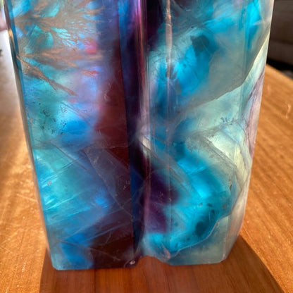 Rainbow Feather Fluorite Twin Double Statement Tower (B705)