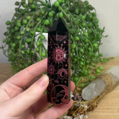 Red Print Black Obsidian Point (E800) (E496) (E799)