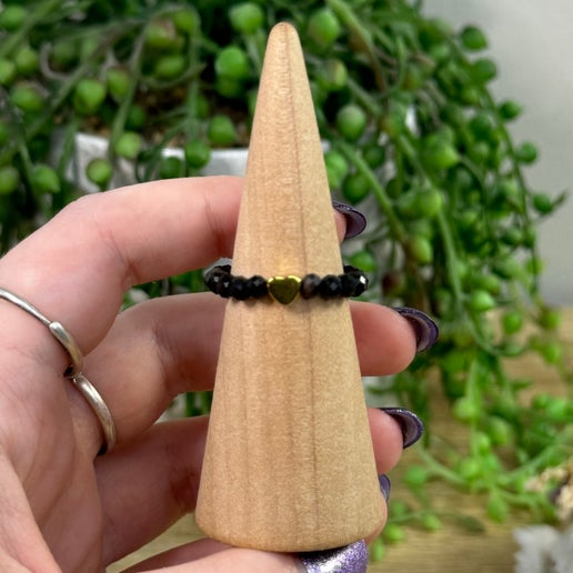 Black Obsidian Beaded Ring