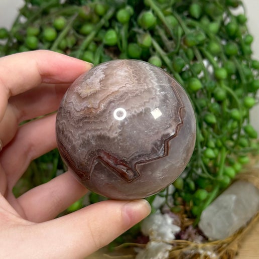 Amethyst / Mexican Crazy Agate Sphere (I306)