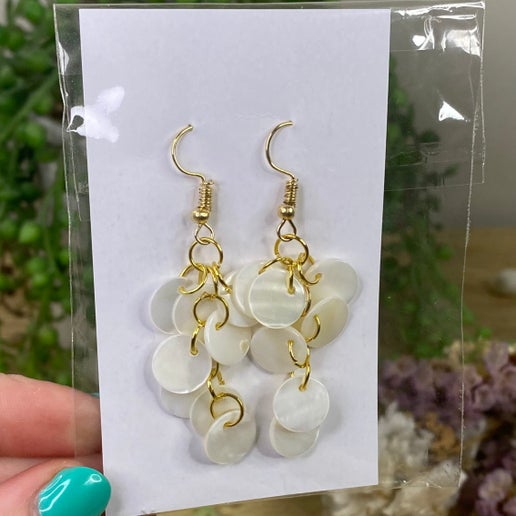 White Shell Dangle Earrings