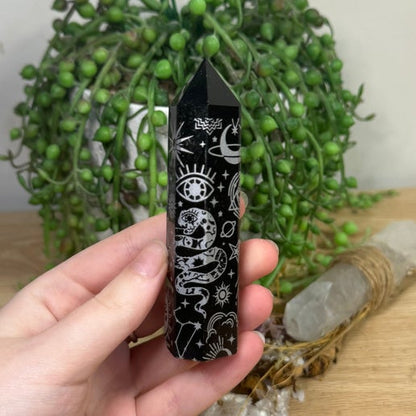 Silver Print Black Obsidian Point (E983) (E984) (E985)