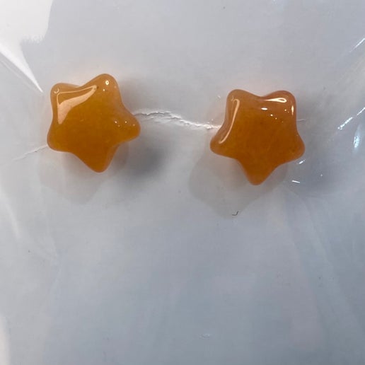 Orange Aventurine Star Stud Earrings