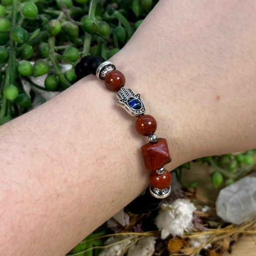 Red Jasper Evil Eye Bracelet (F262)