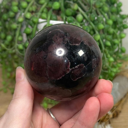 Garnet In Astrophyllite Sphere (J751)