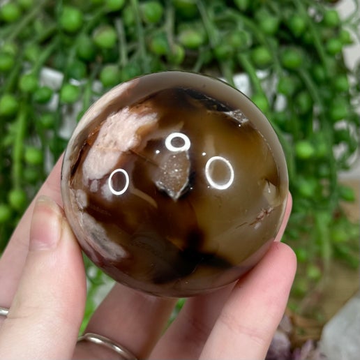 Black Flower Agate Sphere (M83)