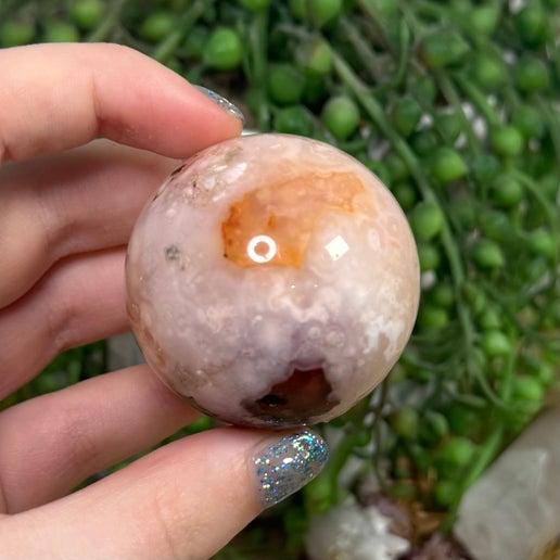 Pink Flower Agate Sphere (K816)