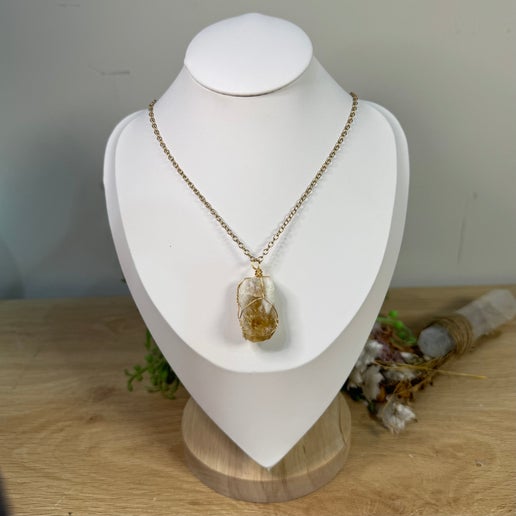 Citrine Wire Wrap Necklace