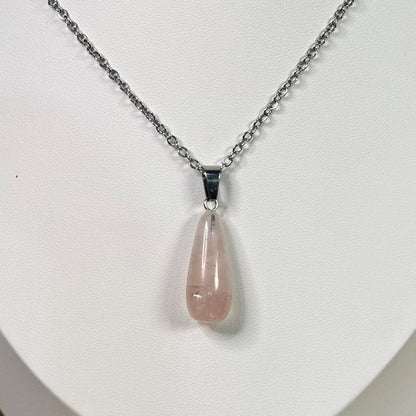 Rose Quartz Drop Necklace (I531)