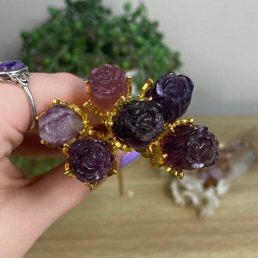 Fluorite Small Gold Roses