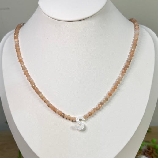 Sunstone "S" Necklace (G754)