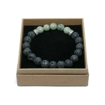 Serpentine / Lava Stone Silver Small Bracelet