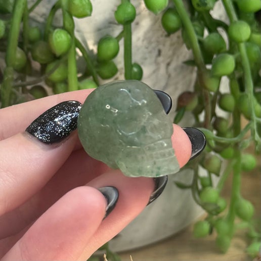 Green Strawberry Quartz Small Skull