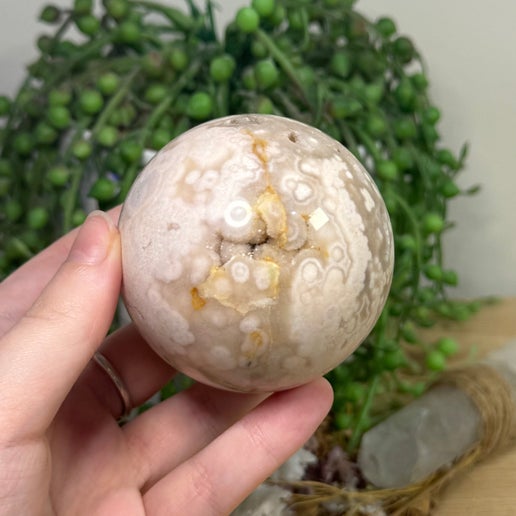 Pink Amethyst / Flower Agate Sphere (J821)