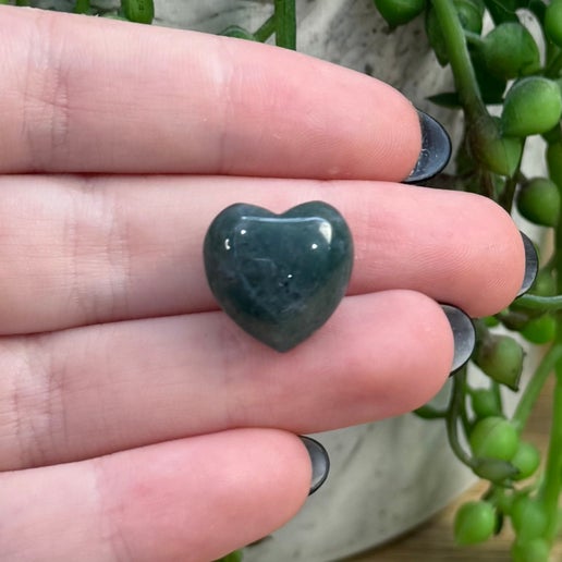 Moss Agate Tiny Heart