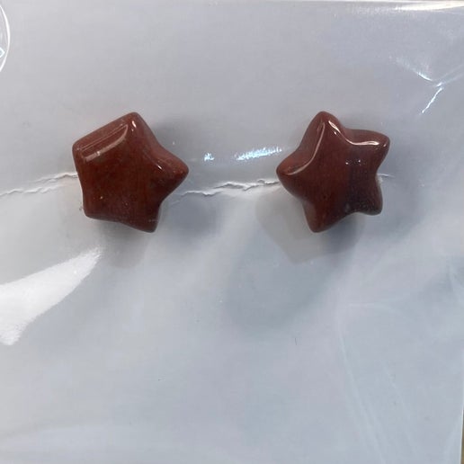 Red Jasper Star Stud Earrings