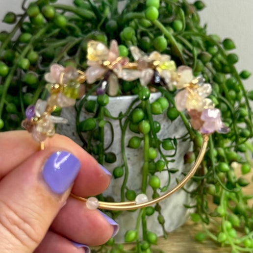 Watermelon Tourmaline Flower Bracelet (I482)