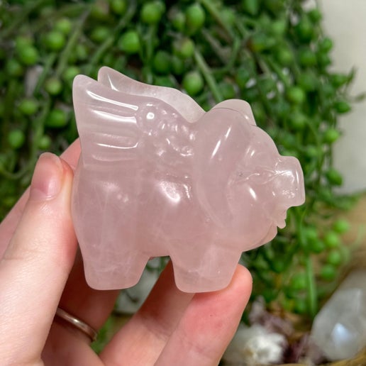 Rose Quartz Flying Pig (J906)