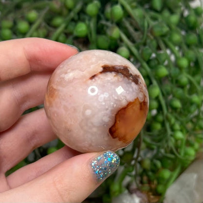 Pink Flower Agate Sphere (K816)