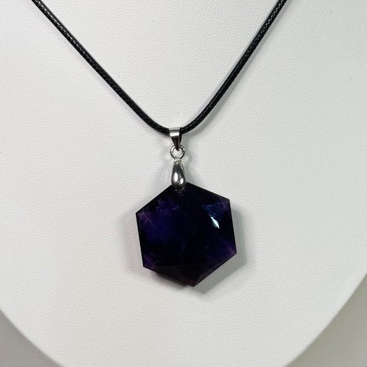 Amethyst Hexagon Necklace (J535)