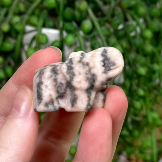 Pink Zebra Jasper Elephant (L254)