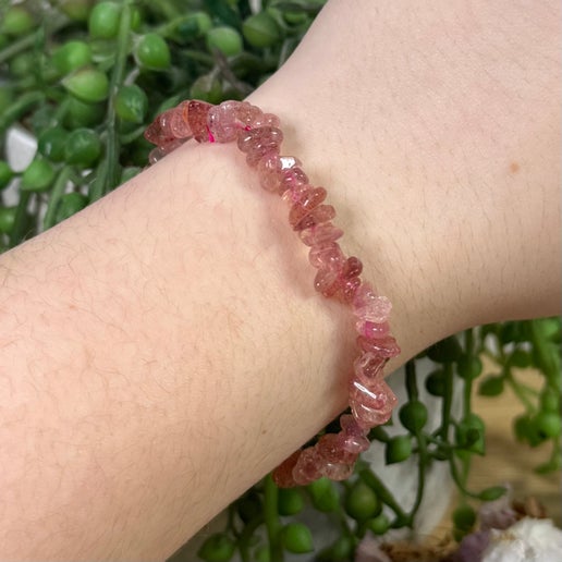 Strawberry Quartz Chip Bracelet