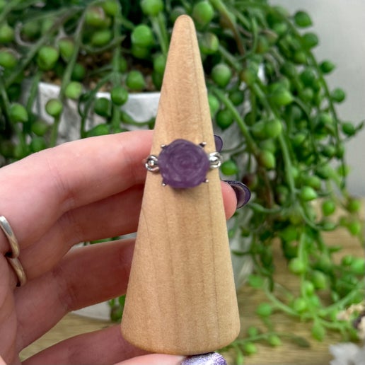 Purple Fluorite Rose Ring (B661)