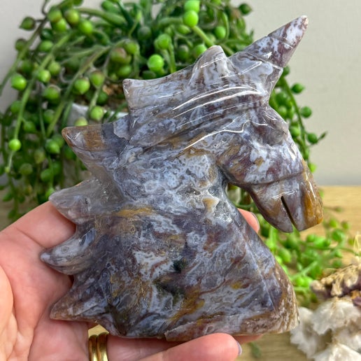 Colourful Moss Agate Unicorn Head (F60)