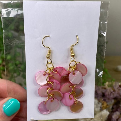 Pink Shell Dangle Earrings