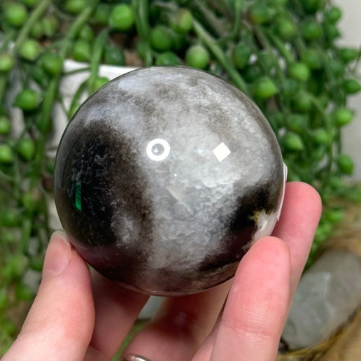 Black Flower Agate Sphere (J304)