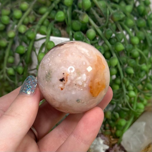 Pink Flower Agate Sphere (K816)