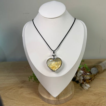 Citrine Chip Heart Necklace (H921) (H920) (H922) (H919)